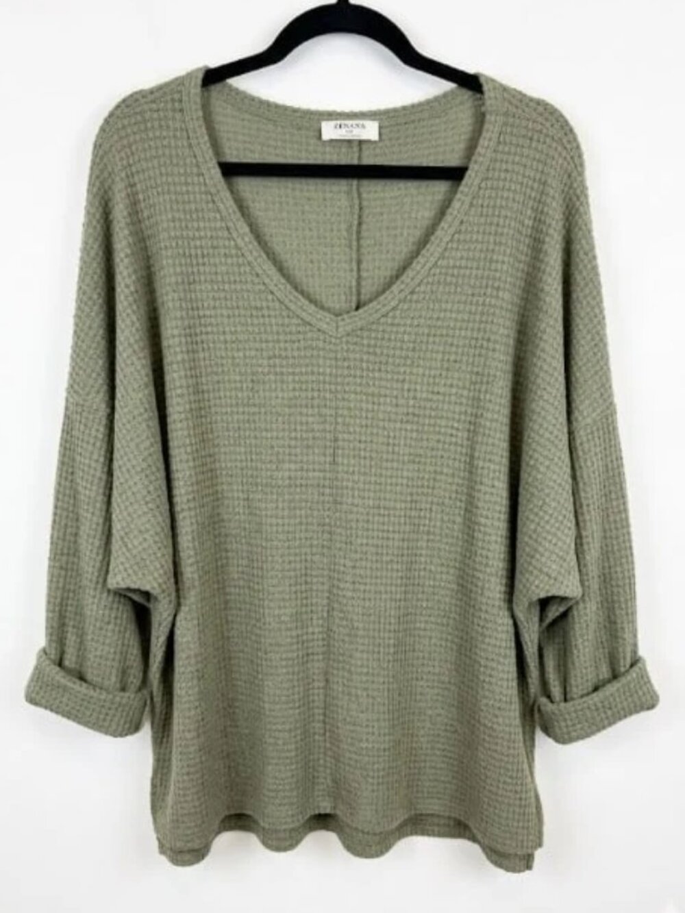 NWT Zenana Dark Olive Waffle Knit Dolman Sleeve Top — 2X/3X